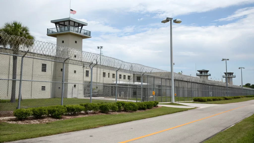 Pinellas County Correctional Facility, secured with fences and surveillance cameras.